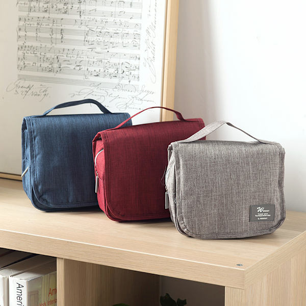 Bærbar sammenfoldelig multifunktionsvaskepose med stor kapacitet dark red 21.5*9*20*13cm