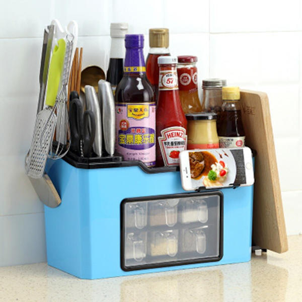 Køkken Spice Box Kombinationsholder Multifunktionsstativ white 34x21x16.5cm