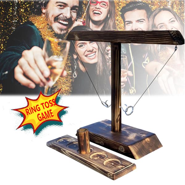 Drinking Game Hook Ring Toss Battle Game Kodinsisustus dark black wood small