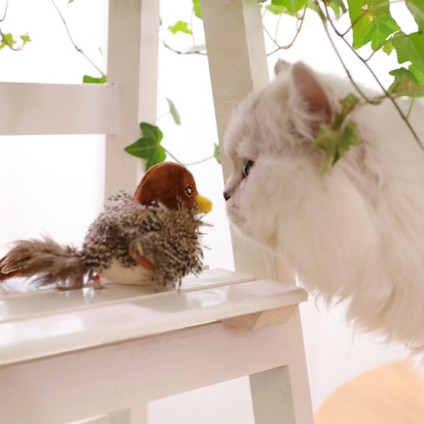 Tease Cat Toys Simulation Bird Interactive Pet Supplies brown bird