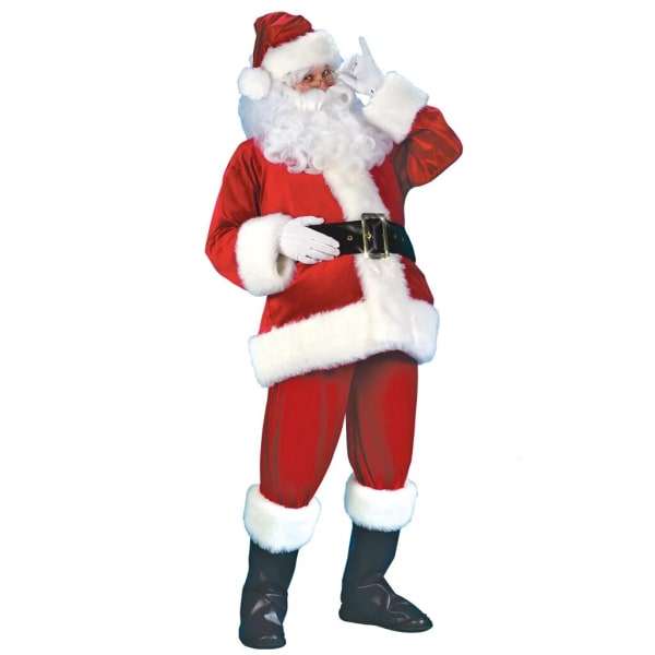 Joulupukin puku, 7 kpl, täydellinen joulupukuasu aikuisille cosplay-pukkipukulle plus santa xl puls (180-195cm)