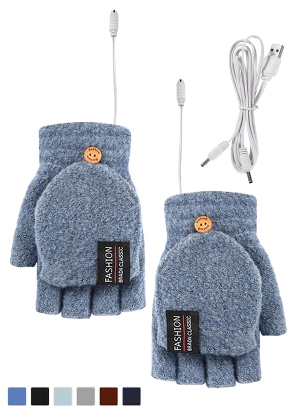USB Electric Gloves Lämmitys Cabriolet Fingerless Glove light gray
