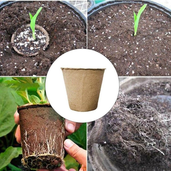 100 Stk Rundt Papir Grow Pot Nursery Cup Vækst Pottebakke 100pcs