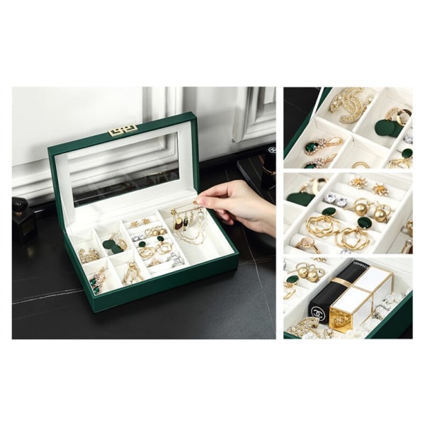 Transparent smyckeskrin Organizer Lyx PU-läder presentförpackning 1pc