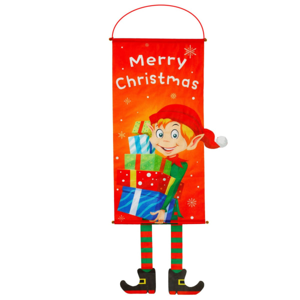 Jul flagga elf snögubbe tecknad hängande trasa elf