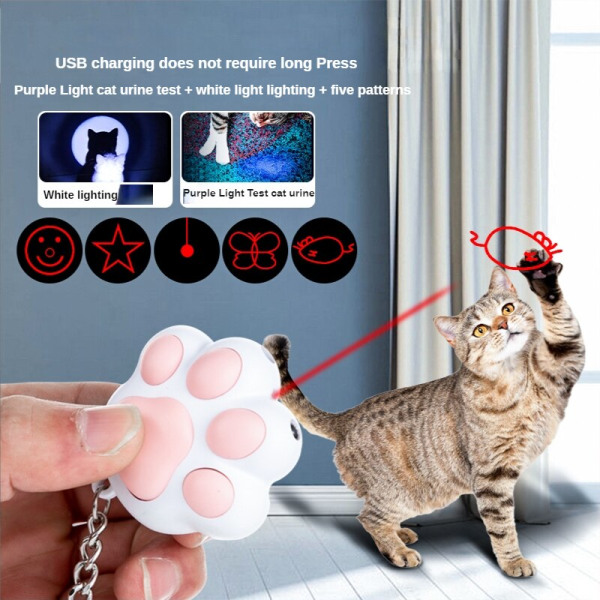 Cat Laser Transform mönster Uppladdningsbar leksak Interactive Bright Animation Pointer Light Pen Leksaker Black