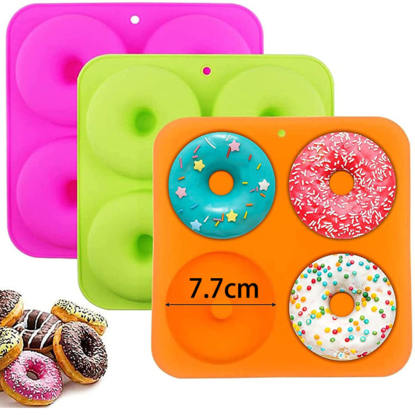 4 Hål Cake 3D Silikon Donut Molds Non Stick orange 23.6*23.6*3cm