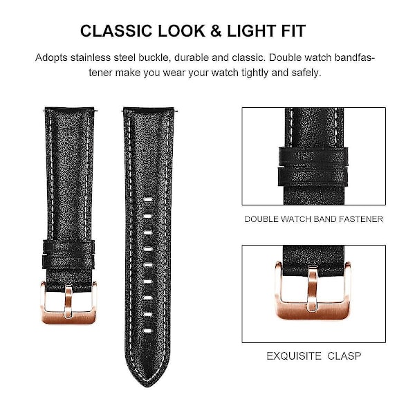 Klockarmband i äkta läder för Garmin Venu/sq/sq 2/2 Plus, 20 mm, roséguld Apricot