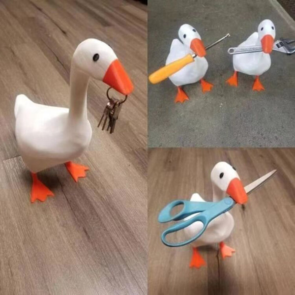 Söt Duck Goose Key Storage Rack Heminredning white duck