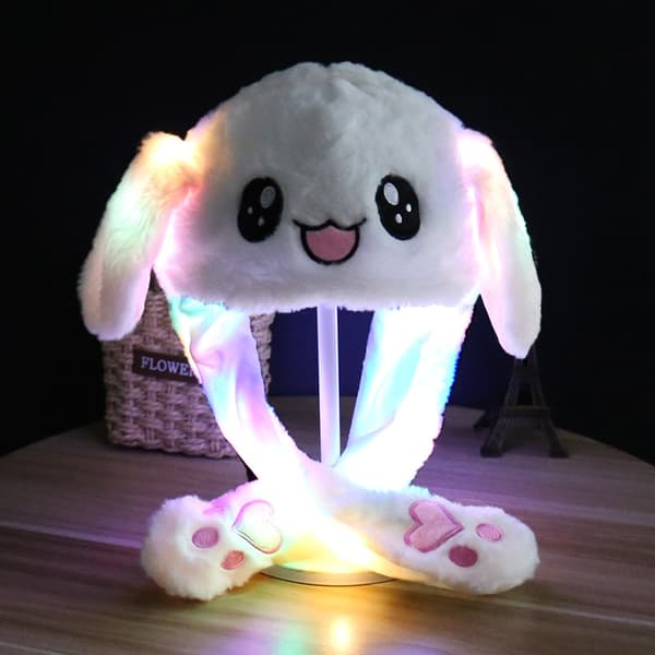 Rabbit Ear Hat Super Plus Velvet Thick Version Warm Entertainment Hat Luminous white 1pc