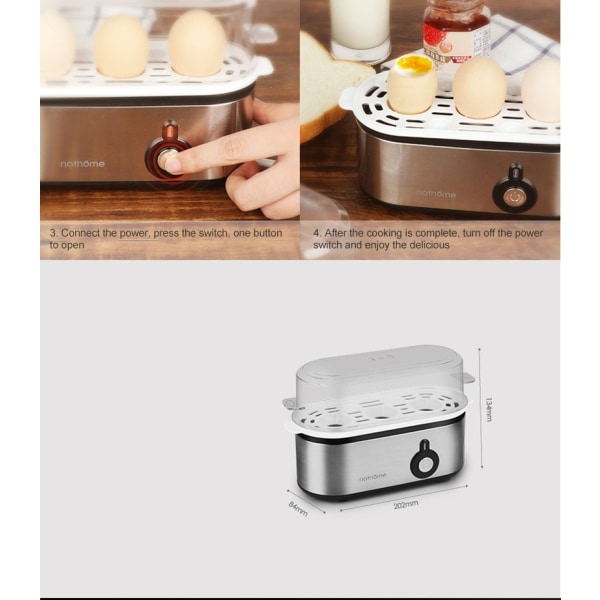 Egg Steamer Multifunktion Frukostmaskin Kokt Äggkokare white+gray 202*134*88mm