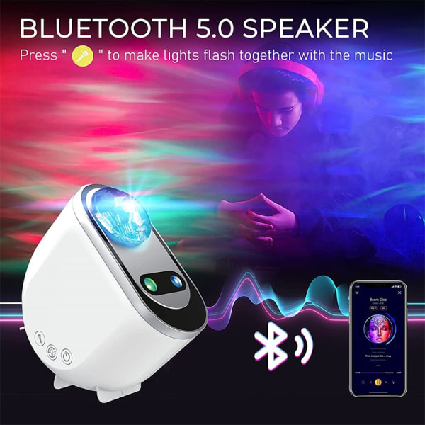 Star Projector LED Aurora Projektorer Galaxy Sky Moon Lamp white no bluetooth
