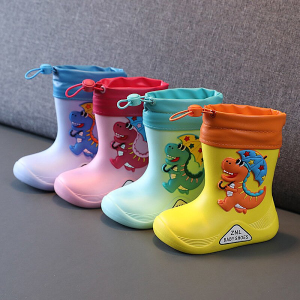 EVA Irrotettavat Pehmoiset Sadesaappaat Pojat Tytöt Toddler Vedenpitävät Lasten kengät green plush insole 16cm