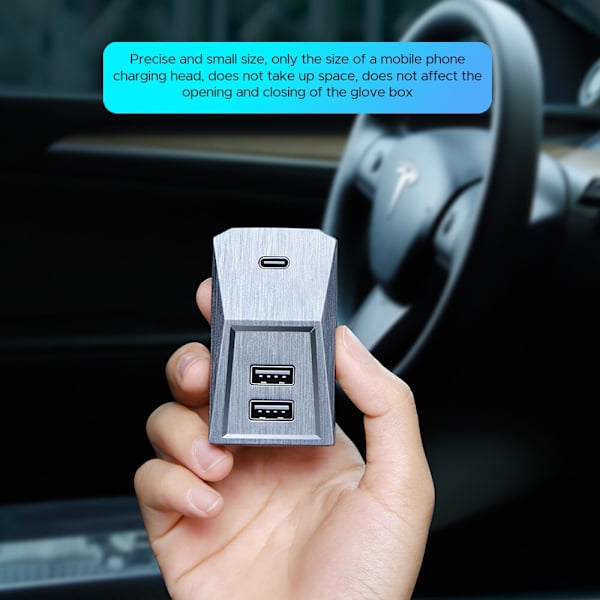 Telakointiasema Tesla Model Y Model 3 pikalaturille 4 USB Shunt Hub