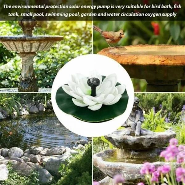 Solar fontene pumpe fuglebad utendørs hage flytende vann fontene sol simulering modellering pumpe pads hage dekor 1.2W White