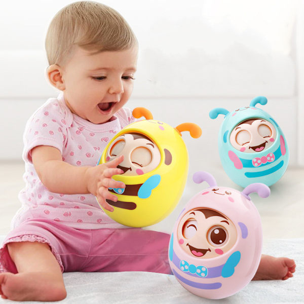 Baby tumlare roly-poly bee silikonleksaker blue