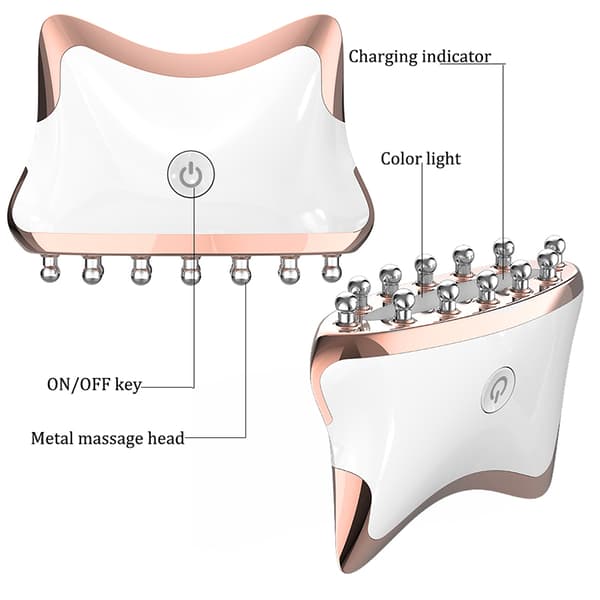 Microcurrent Guasha Anti-rynk skönhetsavslappning massager silver+white 98*78*32mm
