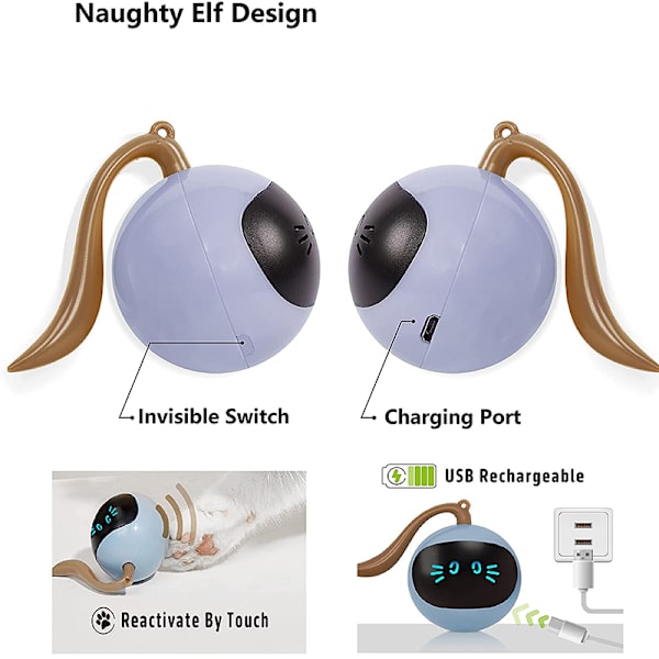 Färgglada LED självroterande boll Smarta interaktiva kattleksaker yellow diameter 48mm