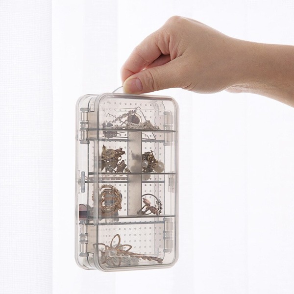 Dubbelsidigt justerbart fack Smyckesförvaring Display Box coffee 15*9*4.5cm