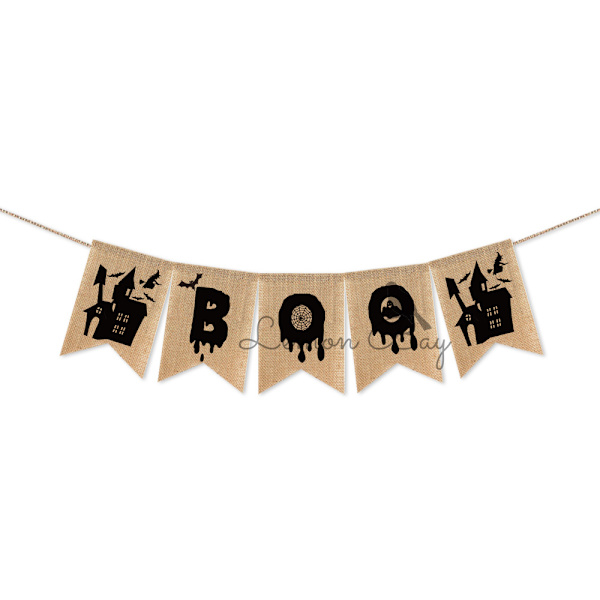 Jute Orange Sort Banner Rustik Land Glædelig Halloween khaki 13*17cm