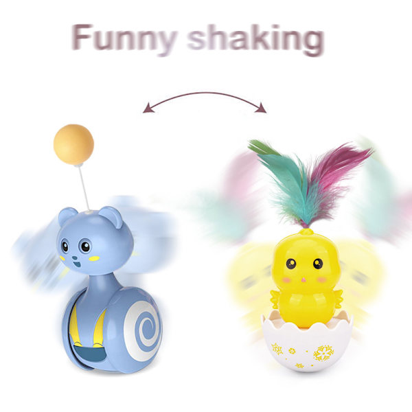 Kattelegetøj Rolling Teaser Feather Wand Rotating Ball yellow chick