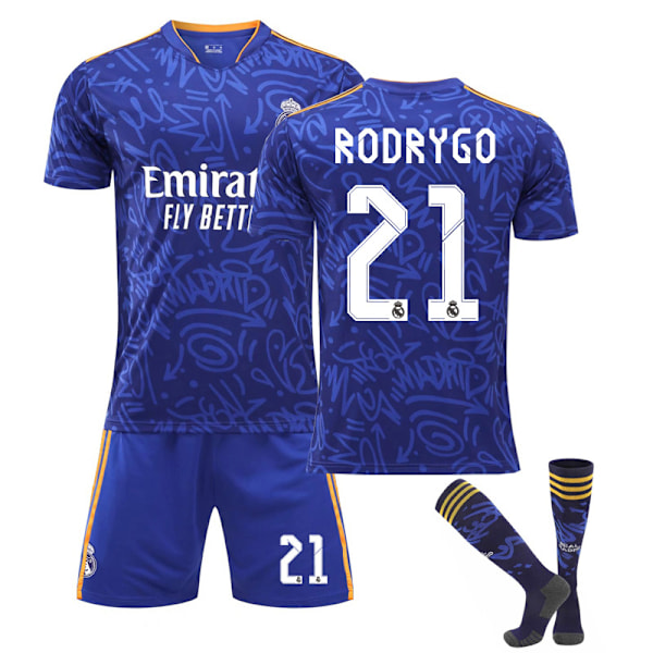 Børn / Voksen 21 22 VM Real Madrid udebanetrøje fodboldsæt RODRYGO-21 m#