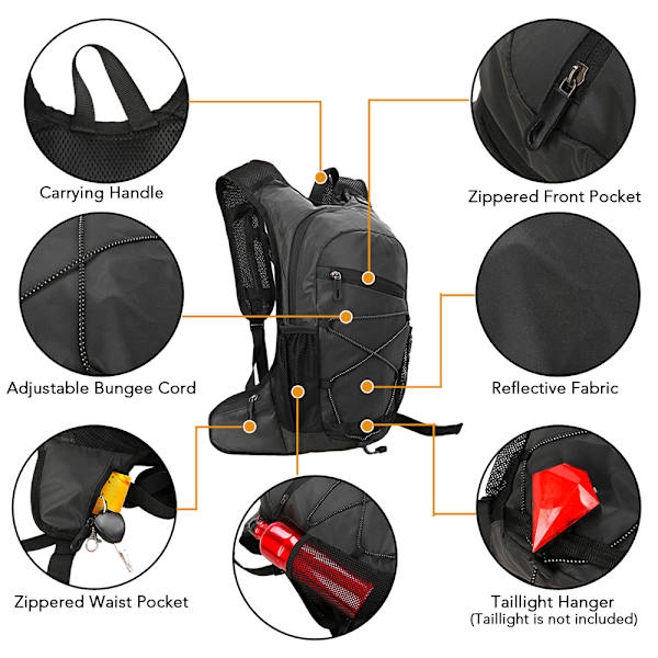 Reflekterande cykelryggsäck med hög synlighet black 21*9*40cm