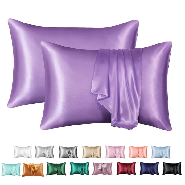 2 STK Pudebetræk Pudebetræk Satin Hår Skønhed Pudebetræk Home Decor purple 50x66cm-2PCS