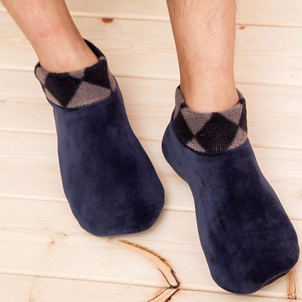 Mænd Kvinder Tykke Vinter Varme Sokker Skridsikre Indendørs Gulv Bløde Casual Slipper Strømpebukser Red Female
