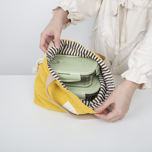 Kiristysnyörillä vakosametti kannettava lounaslaatikko yellow 19*14*20cm