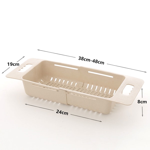 Justerbar frukttvätt Dish Disk Sink Avloppskorg Beige