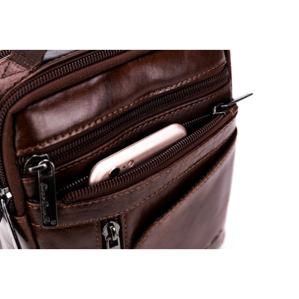 Mænd læder skuldertaske Messenger Satchel Crossbody håndtaske Brown