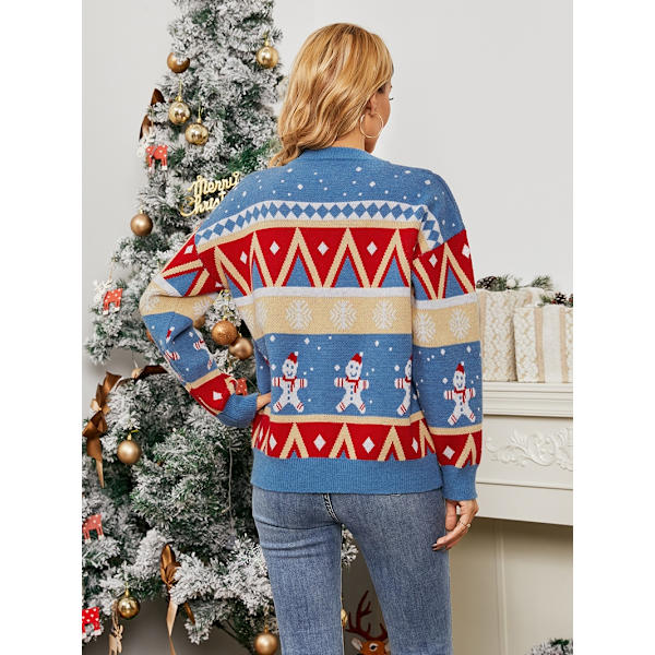 Christmas Snowflake Sweater Efterår Og Vinter Sweater Kvinder red large