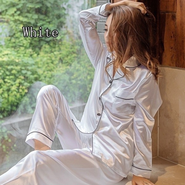 Plus size cardigan långärmad enfärgad hempyjamas white 5XL