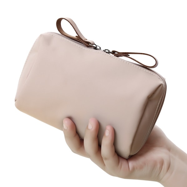 Enkel enfärgad kosmetisk sminkpåse Toalettpåse gray pink 16*10*7cm