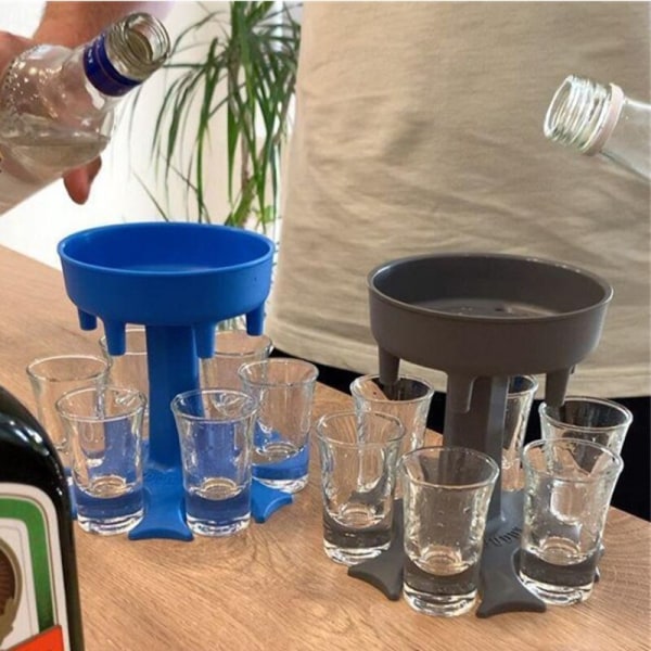 6 Shot Glas Dispenser Holder Øl Drikke Dispenser Shot Festgaver Bartilbehør blue