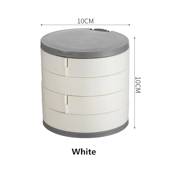 Flerlags roterende plast smykker Stand øreringe Ring Box white 10*10cm