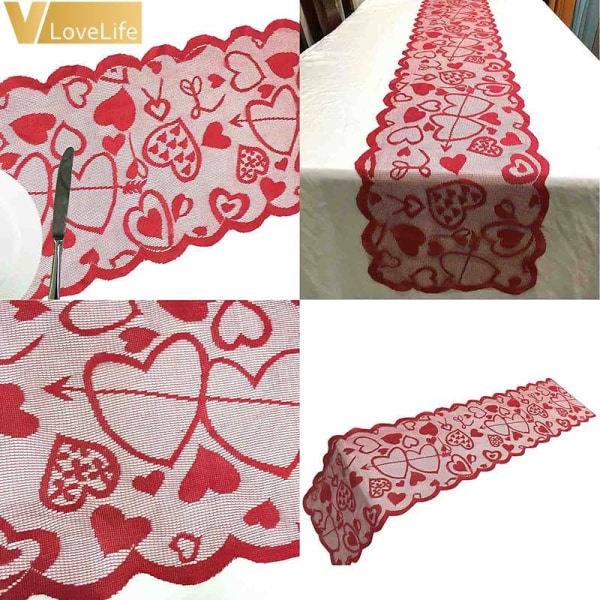 Bordslöpare Kärlekshjärta Bordslöpare Lyx Amorpil red 33x183cm