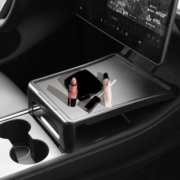 För Tesla Model 3 Y Central Control Matsalsbricka Bilmonterad Liten bordstavla Mittkonsolbricka Grey