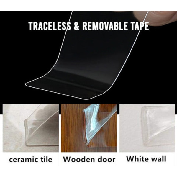 Genanvendelig dobbeltsidet tape Multifunktionel PVC Sporløs clear 2 boxes