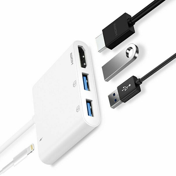 Lightning HDMI-kabel USB 3.0 PD kamera AV-adapter för iPhone
