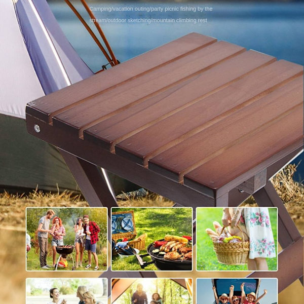 Stor hopfällbar Maza i massivt trä, Utomhuscamping picknickstol Copper