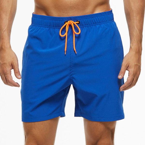 Quarter Beach Pants Enfärgade Män, Casual Shorts Pocket Blue XL