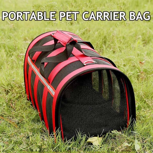 Fyrsidigt Mesh Cat Dog Carrier Bag Color Bar som andas