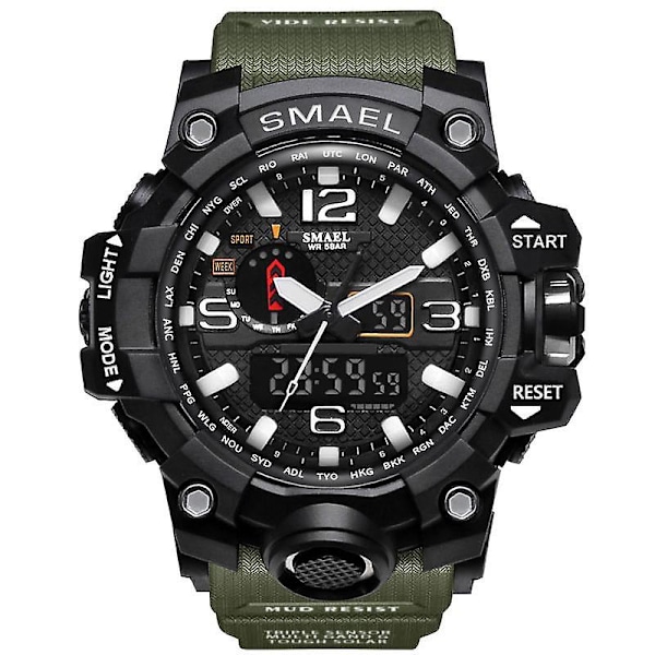 Digital Watch Pure Color Band Dual Display Waterproof Sport