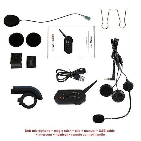 1200M EJEAS E6 Plus Bluetooth Motorcykel Intercom Headset