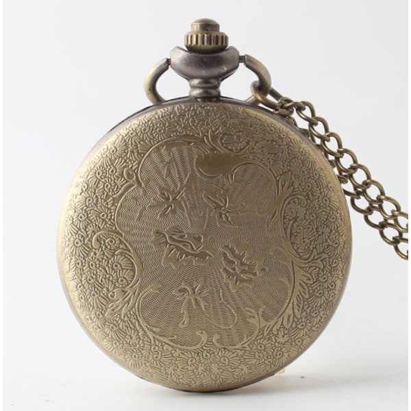 Brons Hollowed Skata Quartz Pocket Watch Halsband Blå