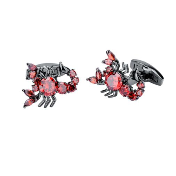 Hög kvalitet Röd Zircons Scorpion Manschettknapp Herrskjorta Metall