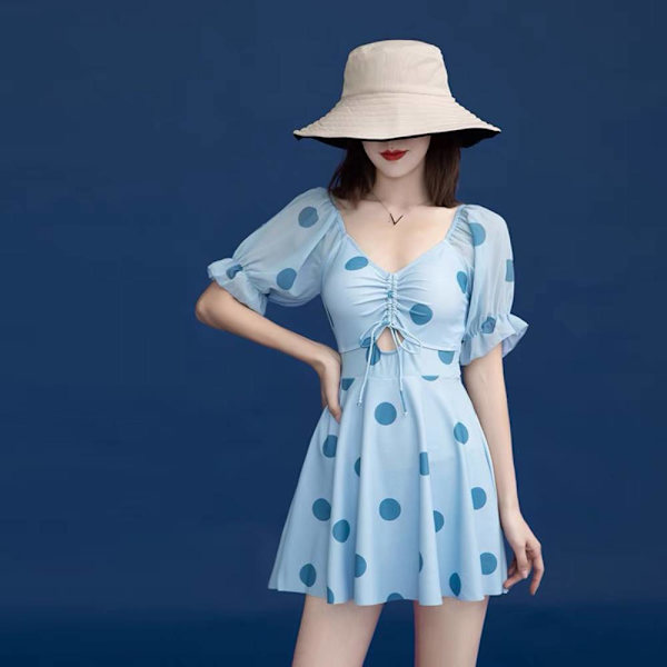 The Girl's Polka-dot One-piece Hot Spring Baddräkt, Ins Pink M