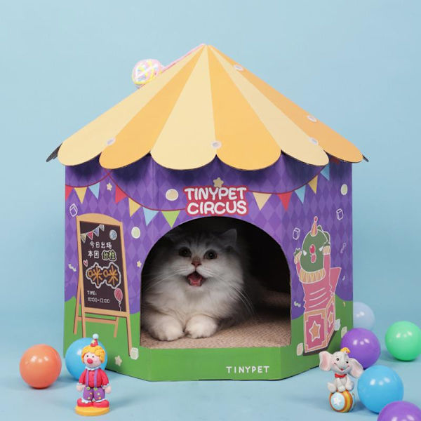 Tecknad Cat Scratcher Circus Cat Nest Grind Claws Cylinder